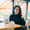 liana with her protein and muffin