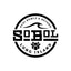 Black and white circular logo for SoBol Long Island, featuring the text ACAI BOWLS BEYOND with a wave graphic at the top and an acai berry cluster at the bottom center.