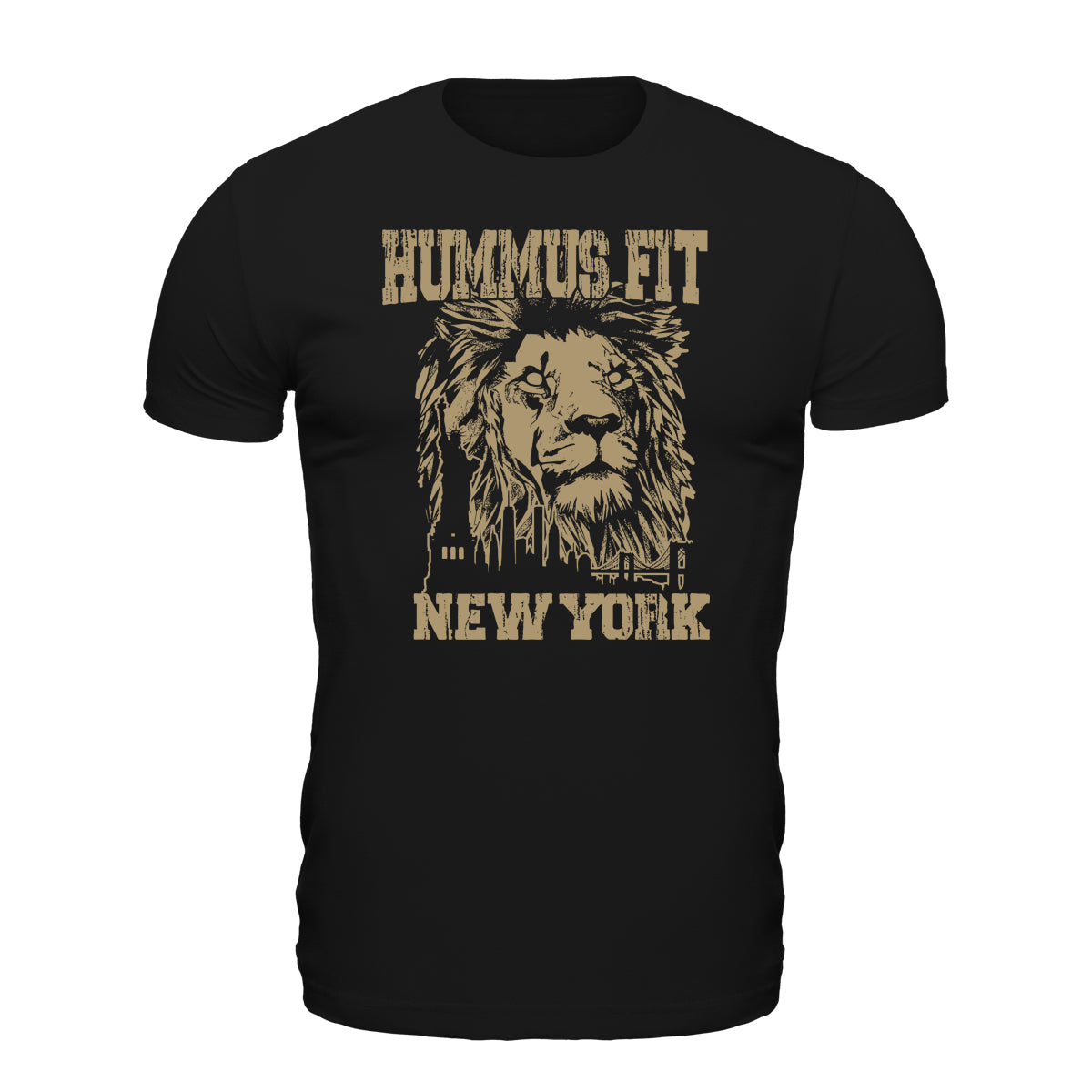 Unisex Hummus Fit New York Black T-Shirt 4XL