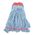 A MOP HEAD featuring blue thick twisted yarn, a red fabric band at the top, and a red "WEB FOOT 3M" label near the bottom edge.
