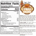 Nutrition label and ingredients for VIP Buffin Muffin - Cookie Butter Tres Leches: includes cookie butter, low-fat yogurt, 422 calories per serving, nutrition facts, allergens, ingredients list, and a cartoon fit woman holding a muffin tray.