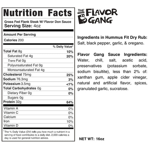 Competition Approved Grass Fed Flank Steak W/ Flavor Don Sauce (1lb)