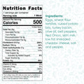 The Breakfast Burrito has a nutrition label showing 500 calories per meal with 26g fat, 38g carbs, and 29g protein—ideal for high-protein meal prep. It includes wheat tortillas, potato bits, turkey bacon, veggies, and seasonings.