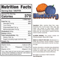 Buffin Muffin nutrition facts label includes calories, ingredients, allergen info, storage tips, a "Blueberry" logo, and a muffin illustration. The Buffin Muffin comes in various flavors.