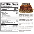 Buffin Muffin Double Chocolate Brownie: 437 calories, 13g fat, 55g carbs, 25g protein per muffin. Includes full ingredients, allergy info, and details on available flavors.