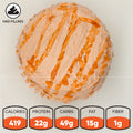 Buffin Muffin - Dulce De Leche: This macro-friendly, round dessert with orange frosting and drizzle is labeled HAS FILLING. Nutrition per serving: 419 calories, 22g protein, 49g carbs, 15g fat, and 1g fiber.