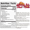Nutrition label for Buffin Muffin, a tasty treat with 373 calories per muffin. Includes ingredients, allergen info, storage guidelines, and a colorful logo displaying multiple flavors with donut-themed illustrations.