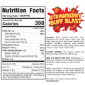 Nutrition label for a Buffin Muffin, including nutritional facts, ingredients, allergen info, manufacturer details, and a vibrant logo. Enjoy this snack in various flavors.