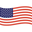 Waving United States flag with 50 white stars on a blue rectangle and 13 red and white stripes.