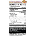 Nutrition Facts for Fruity Cereal Buff Cereal Bar, a protein snack with 290 calories per bar. Below the nutrition panel are key ingredients, allergen details, macronutrient info, and vitamin content.