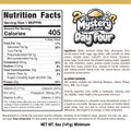 Nutrition label for Buffin Muffin Mystery Flavor, featuring 405 calories per serving, full ingredients list, allergen info, and nutrition facts. “Mystery Flavor Day Four” logo spotlights this limited-time offering.