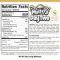 Nutrition label for Buffin Muffin Mystery Flavor, featured in a limited-time event. Each 5oz 141g muffin contains 459 calories and tree nuts hazelnut. Full ingredients and allergen info provided.