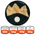 Three quesadilla slices served on a black plate with a cup of dipping sauce—our Philly Cheesesteak Quesadilla is your go-to macro-friendly meal for any occasion. Packed with 44g of protein, 40g of carbs, and 30g of fat at just 606 calories per serving. Perfect for high-protein meal prep and guilt-free satisfaction.
