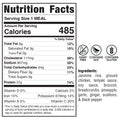 A nutrition label featuring black text for Pineapple Teriyaki Meatballs—a tasty, high-protein meal prep choice.