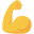 A yellow cartoon-style flexed arm showing a prominent bicep muscle, representing strength or fitness, on a plain white background.