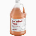A 1-gallon plastic jug of Oven and Grill Cleaner by Advantage Chemicals, featuring a handle, screw cap, reddish-brown liquid inside, and a label with usage instructions.