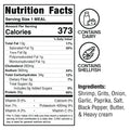 Savor Shrimp and Gritz—a Southern-style meal with shrimp, creamy grits, and bold spices. Packed with 30g protein and 373 calories per serving. Contains dairy and shellfish see nutrition facts for details.