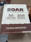 SOAR Fudge Brownie creatine protein bar display box