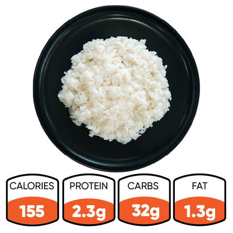A serving of Competition Approved Sticky Rice 1lb, ideal for meal prep, provides 155 calories, 2.3g protein, 32g carbs, and 1.3g fat per serving.