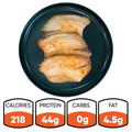 Baked Herbed Tilapia 1lb Competition Approved on a dark plate—ideal for meal prep or weight loss. Nutrition: 218 calories, 44g protein, 0g carbs, and 4.5g fat.