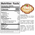 Nutrition facts label for a muffin with Buffin Muffin Leches logo and allergen warning.