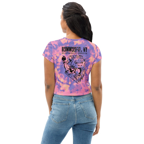 Camiseta corta con efecto teñido anudado rosa y morado