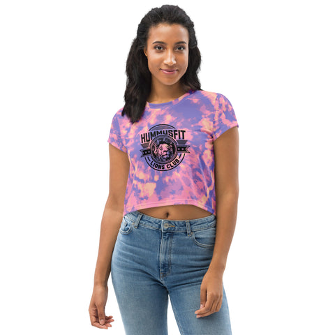 Camiseta corta con efecto teñido anudado rosa y morado