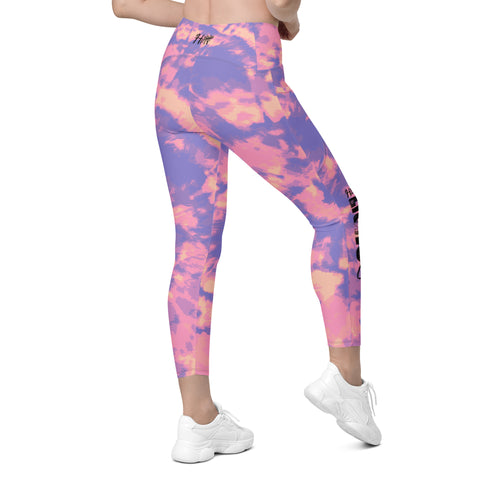 Pink & Purple Pink Tye Dye Leggings With Pockets