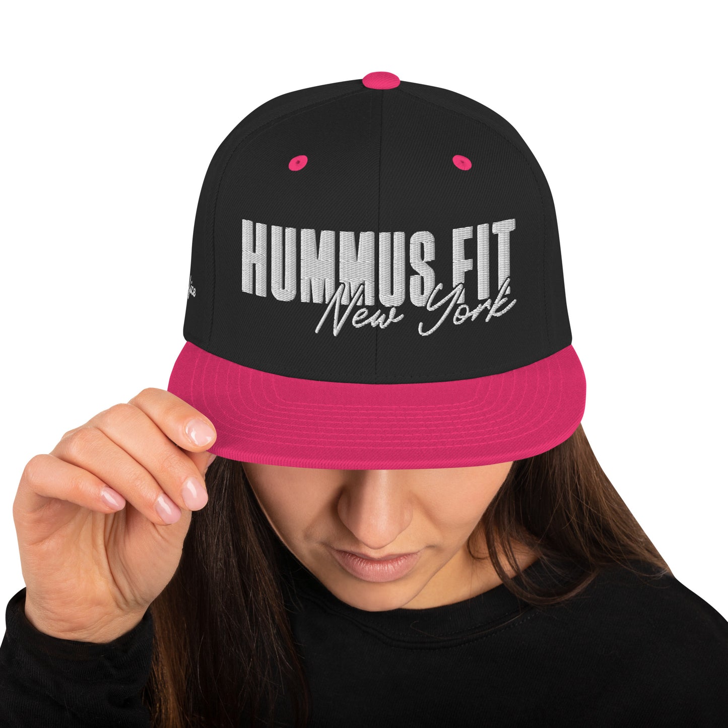 Black & Pink Snapback Hummus Fit Hat –