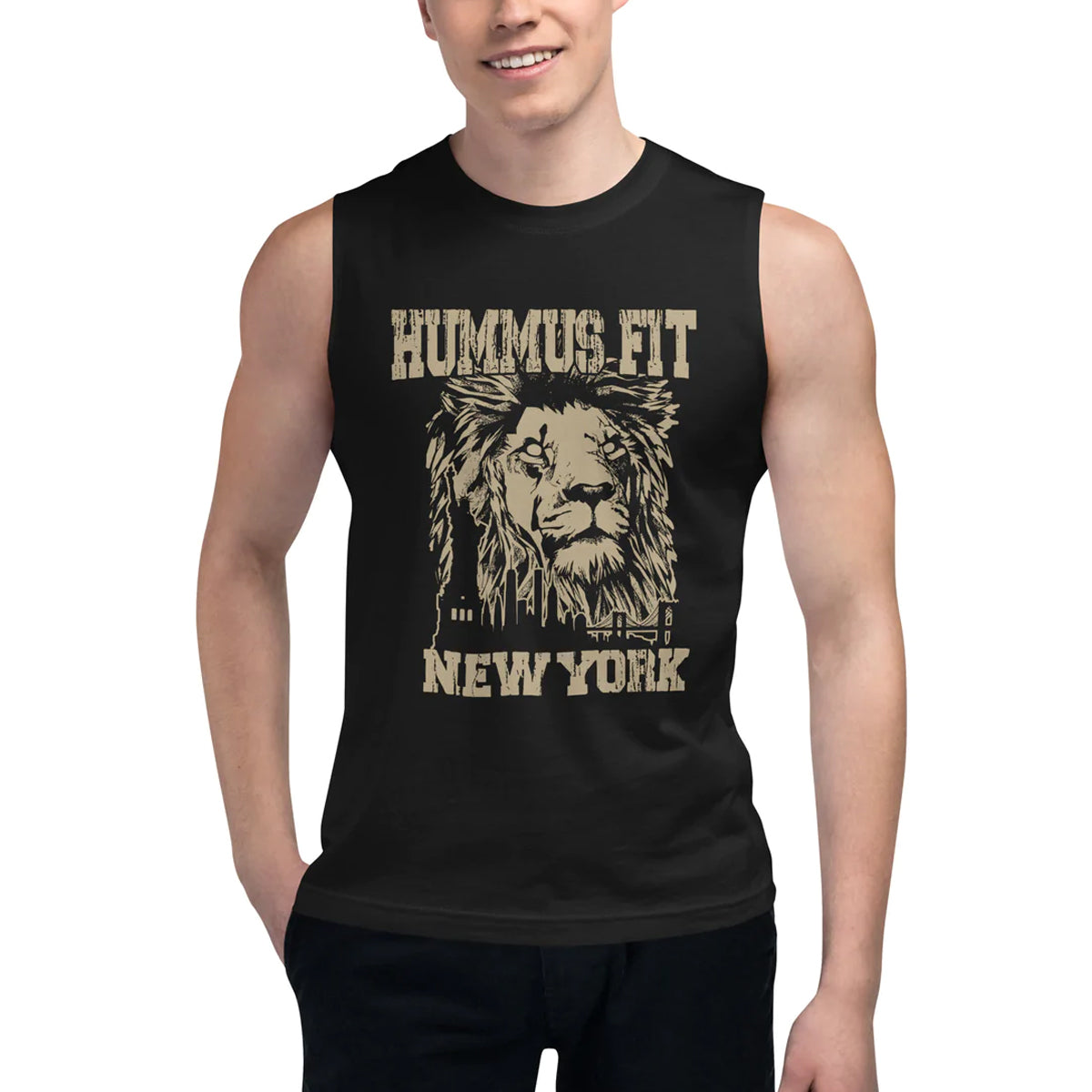 Camisa muscular unisex Hummus NY (negro)
