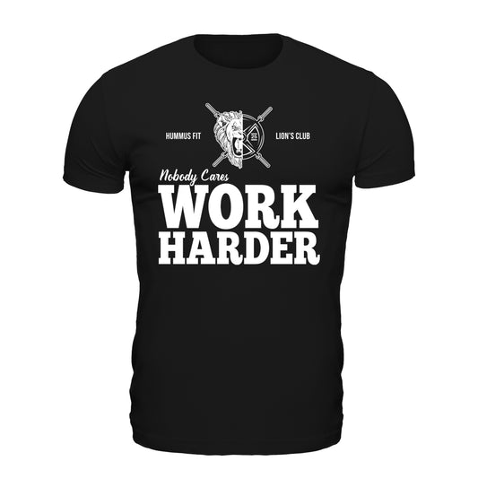 Nobody Cares Work Harder - Unisex Softstyle Tee (Black)