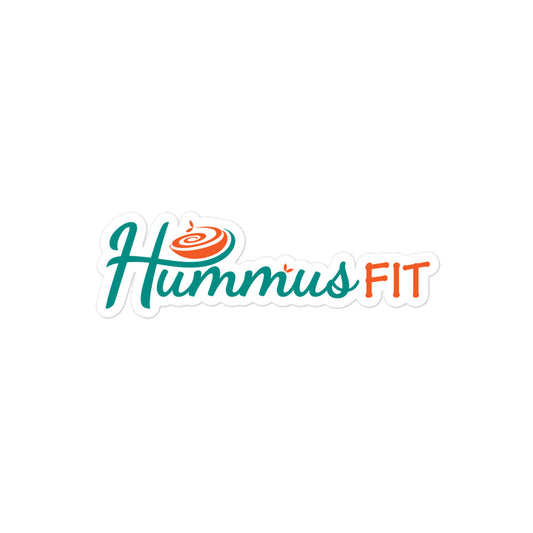 Pegatinas troqueladas con el logotipo de Hummus Fit