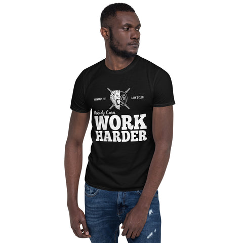 Nobody Cares Work Harder - Unisex Softstyle Tee (Black)