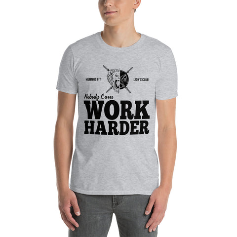 Nobody Cares Work Harder - Unisex Softstyle Tee (Sport Grey)