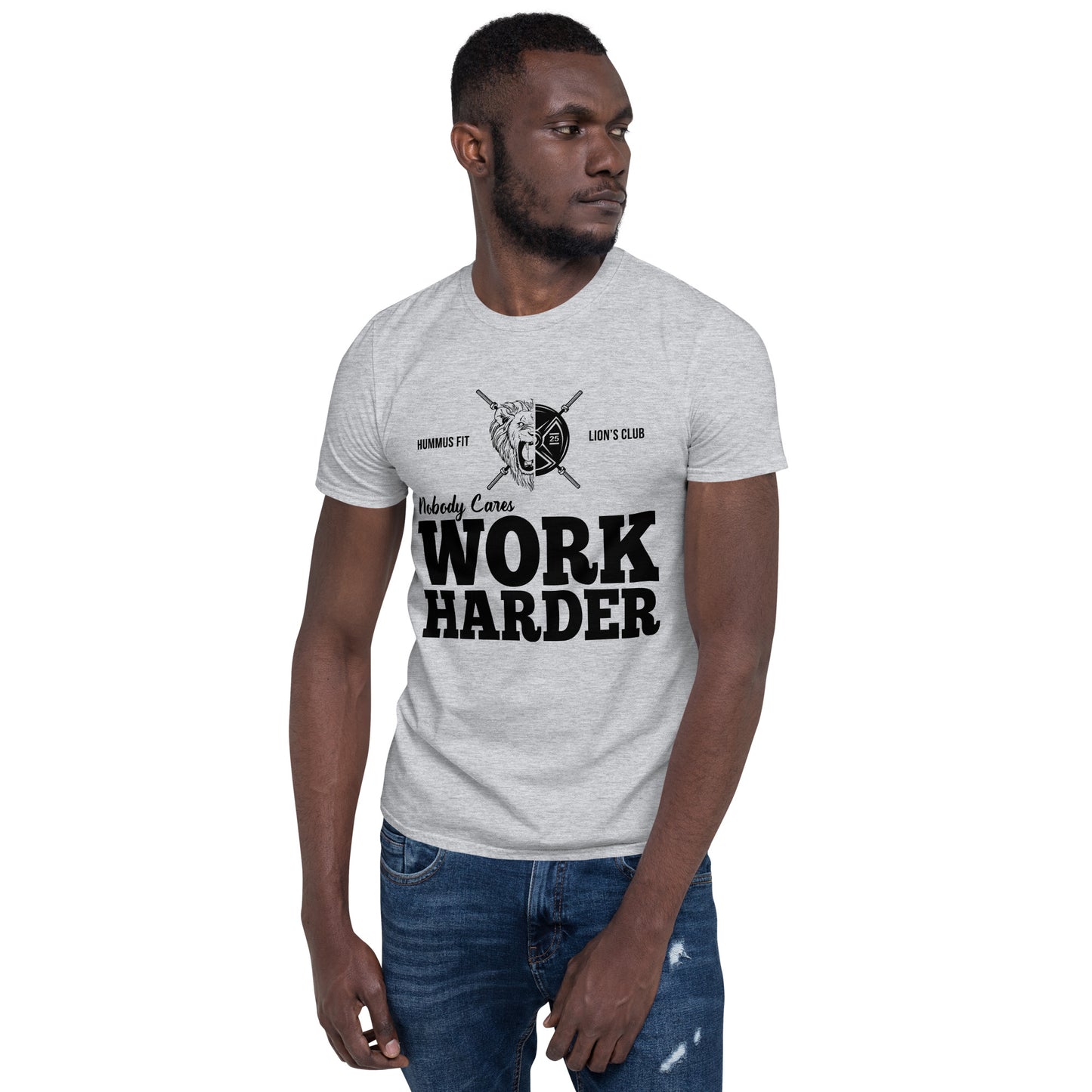 Nobody Cares Work Harder - Unisex Softstyle Tee (Sport Grey)