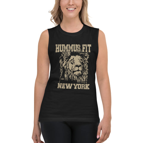 Camisa muscular unisex Hummus NY (negro)