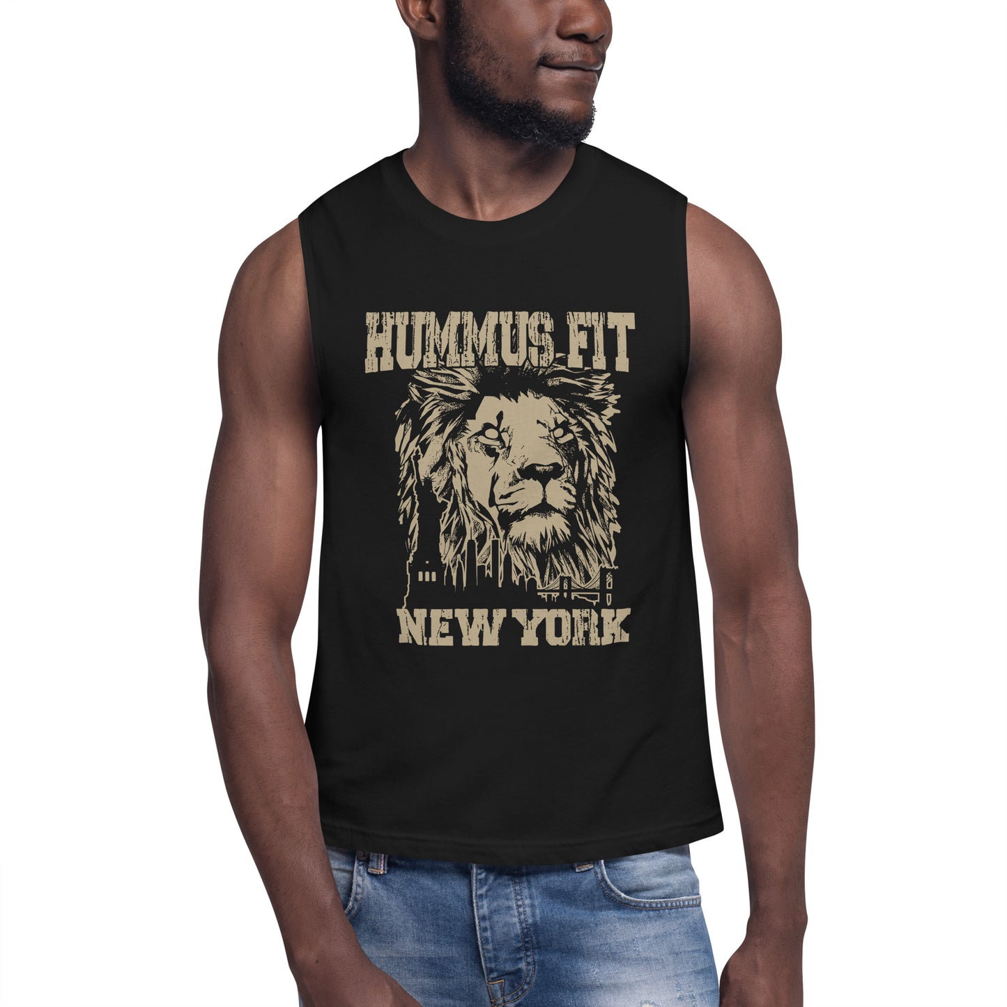 Camisa muscular unisex Hummus NY (negro)